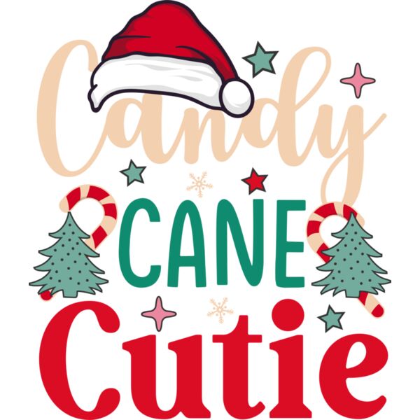 Candy Cane Cutie Retro Christmas T shirt Design for kids Thumbnail