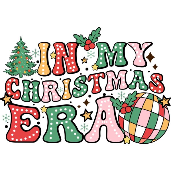 In My Christmas Era Groovy Christmas Doodle Dots T shirt Design Thumbnail